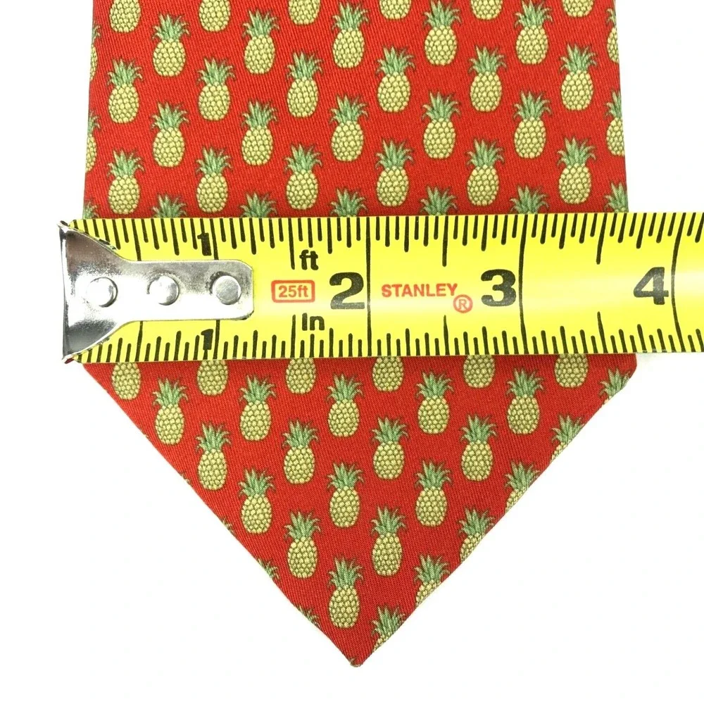 SOUTH BEACH TIES Red Yellow Green Pinneapple Fruit Men's Silk Necktie ITALY 58